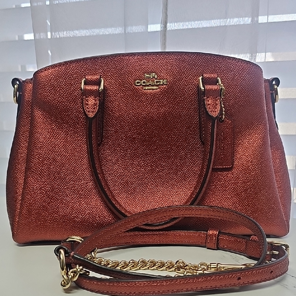 Coach Metallic Red Satchel Bag